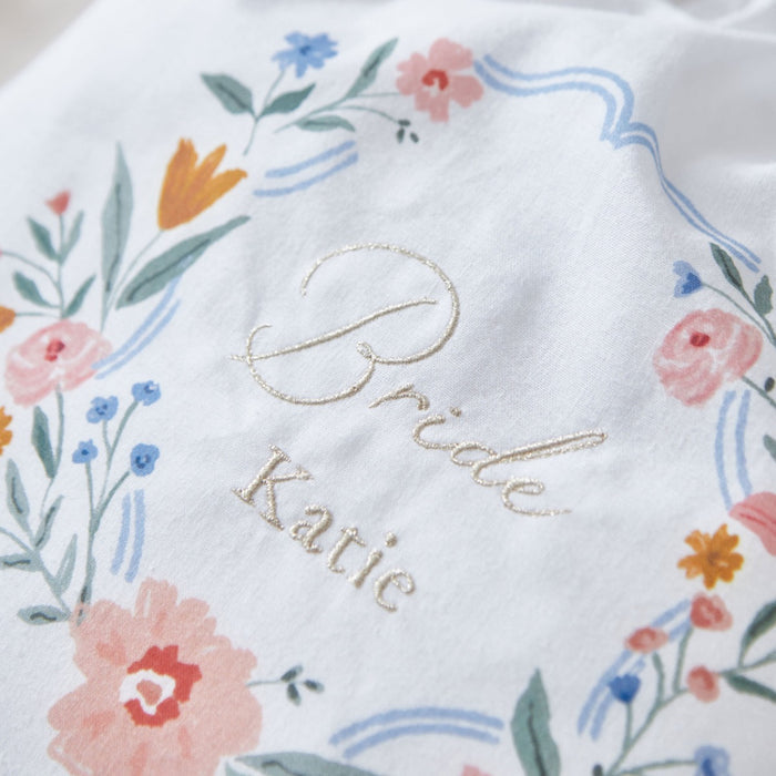Personalised Wildflower Wedding Embroidered Keepsake Drawstring Bag