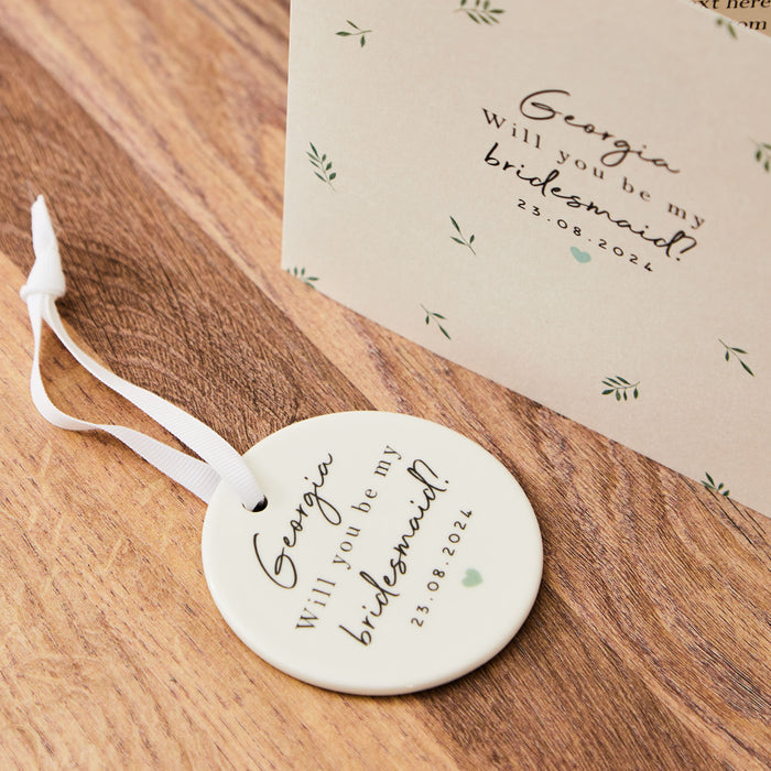 Personalised Will You Be My Bridesmaid? Cursive Decoration