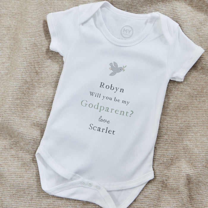 Personalised Will You Be My Godparent? White Bodysuit