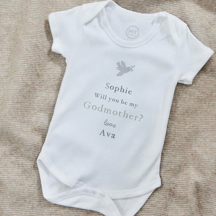 Personalised Will You Be My Godparent? White Bodysuit