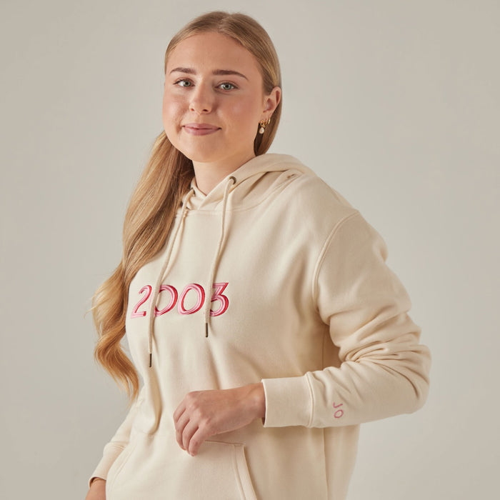 Personalised Women's Cream Retro Birth Year Hoodie