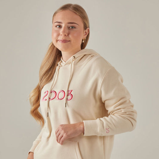 Personalised Women's Cream Retro Birth Year Hoodie