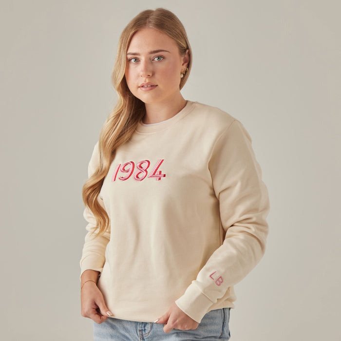 Personalised Women's Cream Retro Birth Year Sweatshirt