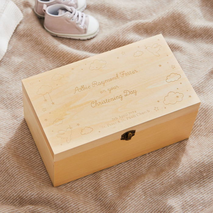 Personalised Wooden Christening Day Keepsake Box FSC®