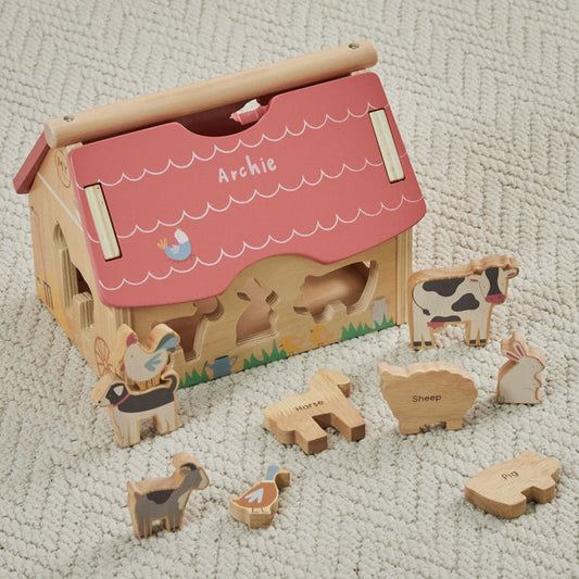 Personalised Wooden Farmhouse Shape Sorter FSC®