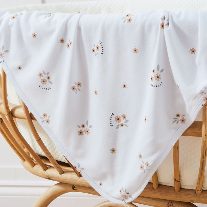 Personalised Yellow Floral Print Jersey Blanket