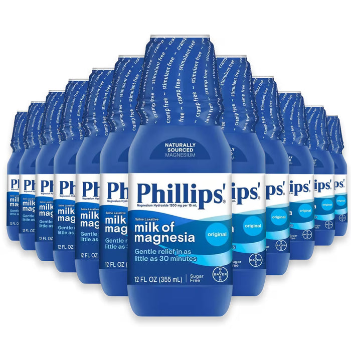 Phillips' Milk of Magnesia Liquid Laxative Original 12 oz – 12 Pack