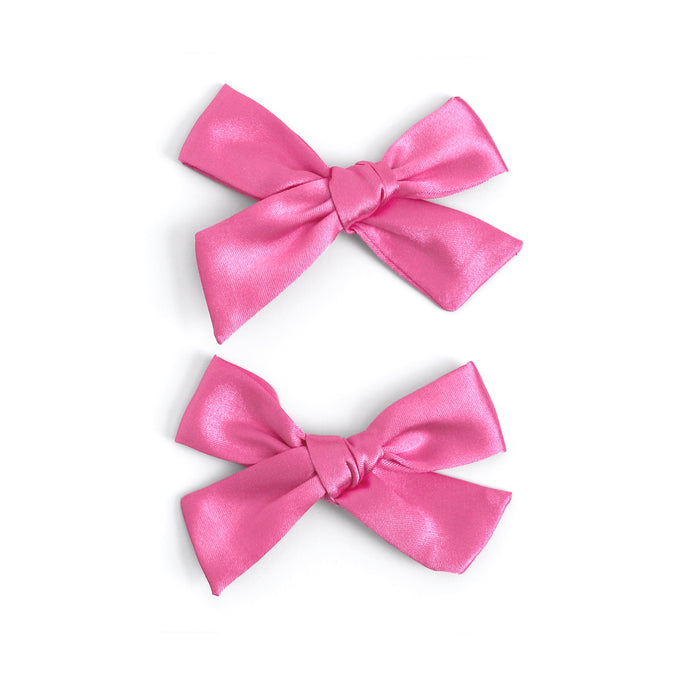 girls' satin pigtail bows on clips to match pink Christmas