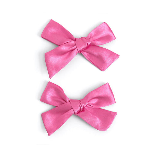 girls' satin pigtail bows on clips to match pink Christmas