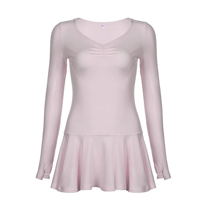 Pink Cinched Waist A-Line Dress