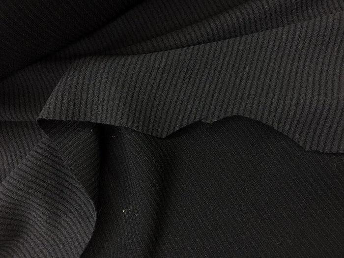 Pinstripe Textured Poly rayon- Charcoal/Black