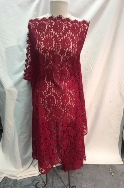 Poly-rayon Lace-Burgundy