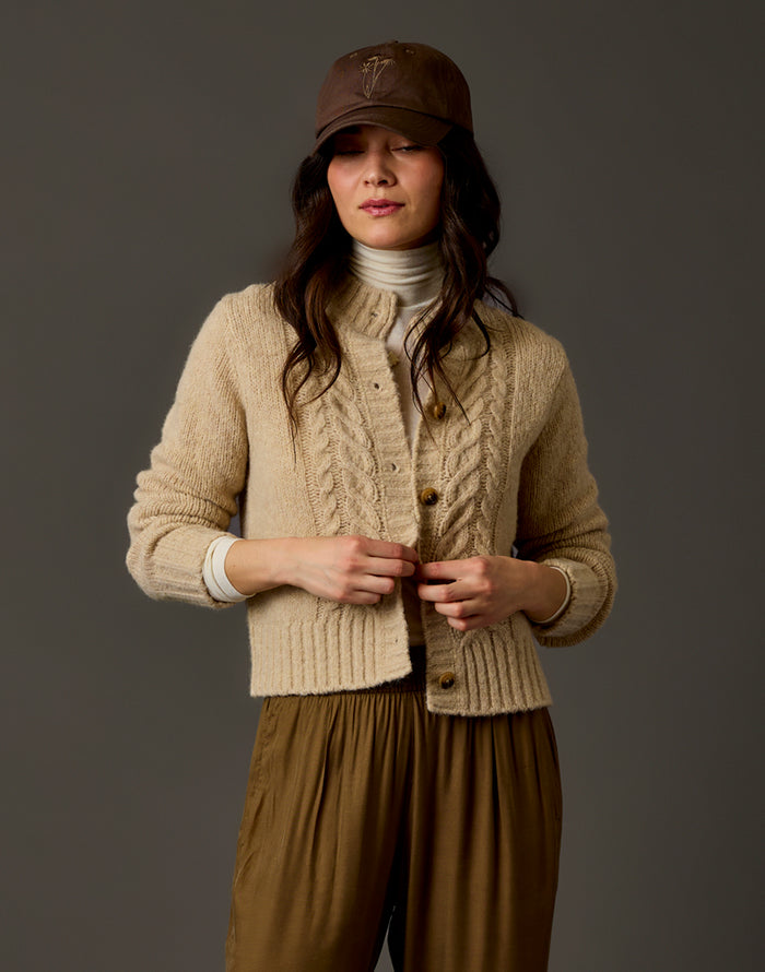 Poppy Cropped Cardigan: Linen