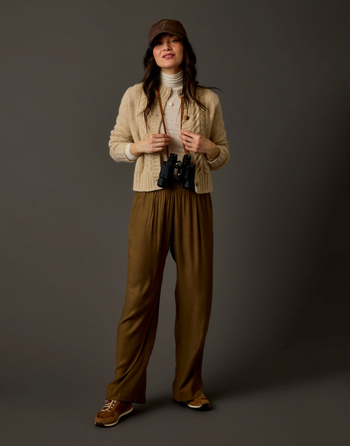 Poppy Cropped Cardigan: Linen