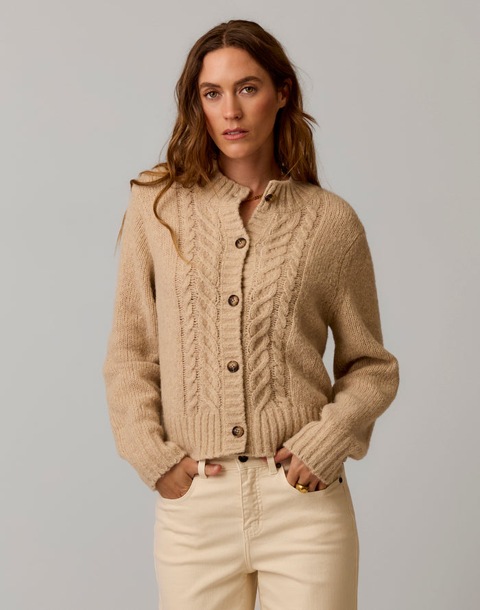 Poppy Cropped Cardigan: Linen