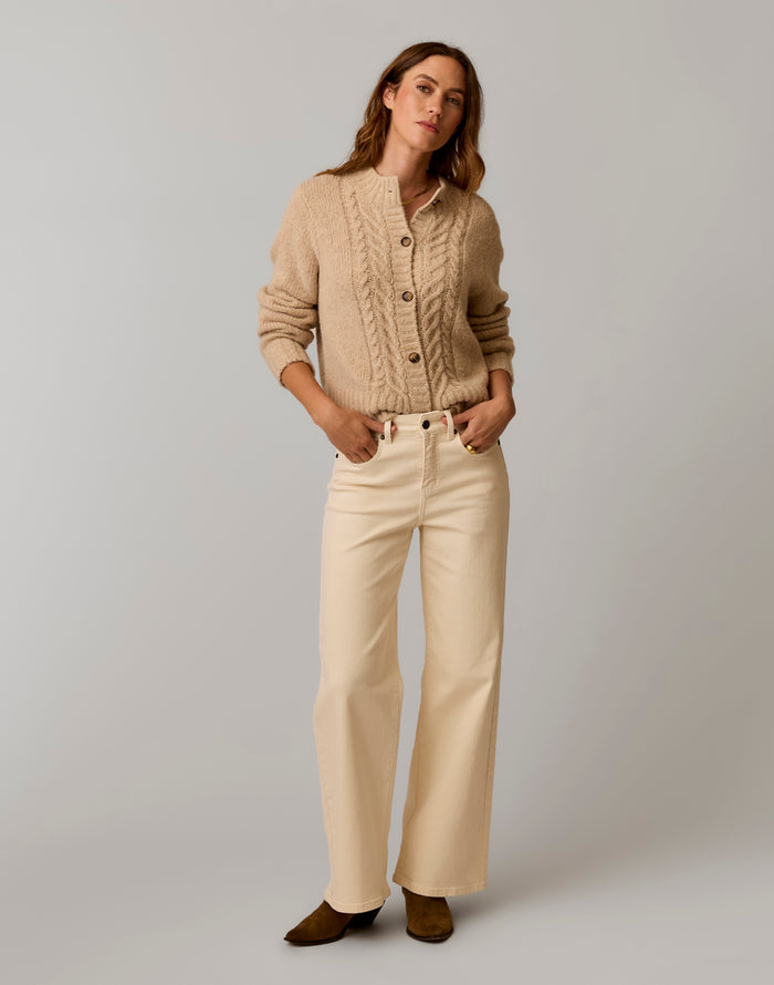 Poppy Cropped Cardigan: Linen