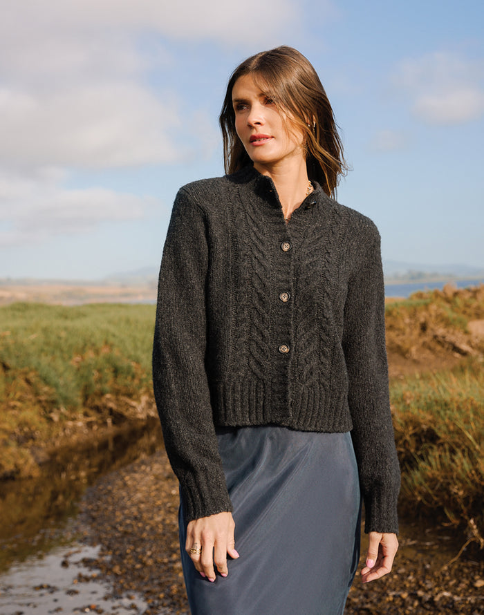 Poppy Cropped Cardigan: Wall Street