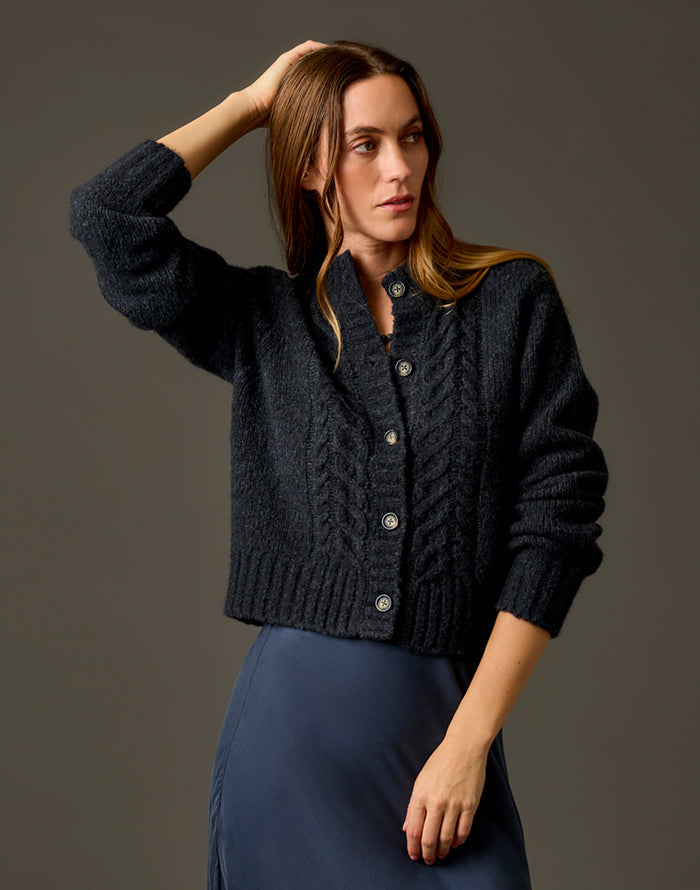 Poppy Cropped Cardigan: Wall Street