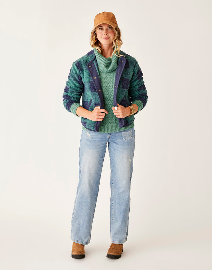 Posie Boucle Jacket: Forest Plaid - FINAL SALE