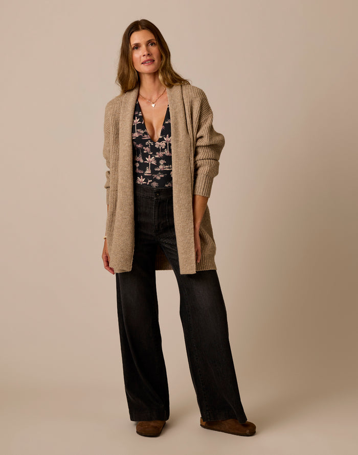 Priya Rib Cardigan: Barley