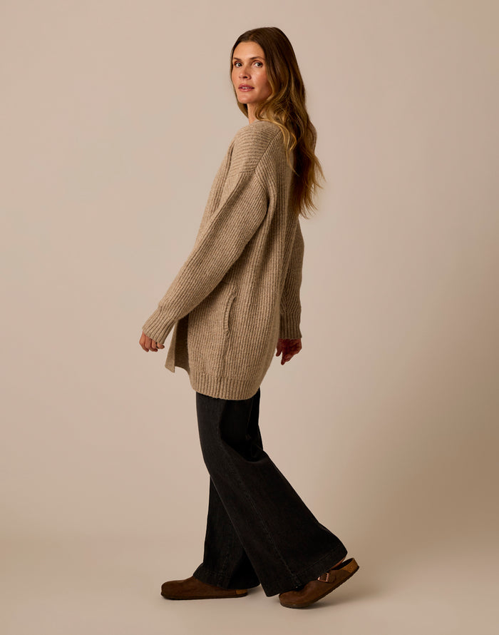 Priya Rib Cardigan: Barley
