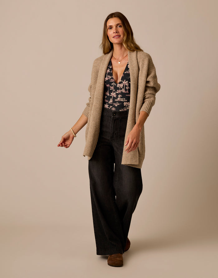 Priya Rib Cardigan: Barley