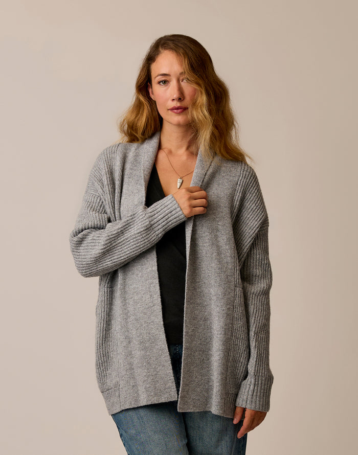Priya Rib Cardigan: Grey
