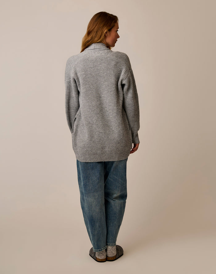 Priya Rib Cardigan: Grey