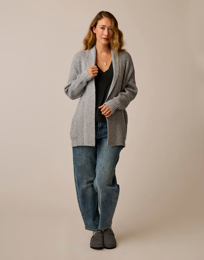 Priya Rib Cardigan: Grey