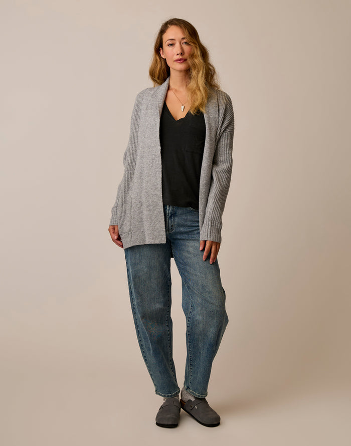 Priya Rib Cardigan: Grey