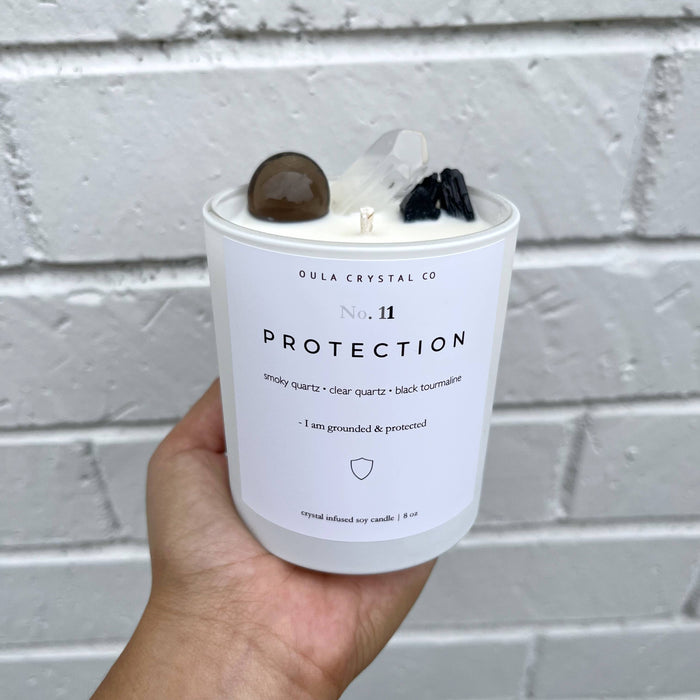 Protection Crystal Candle · Crystal Infused · 8oz