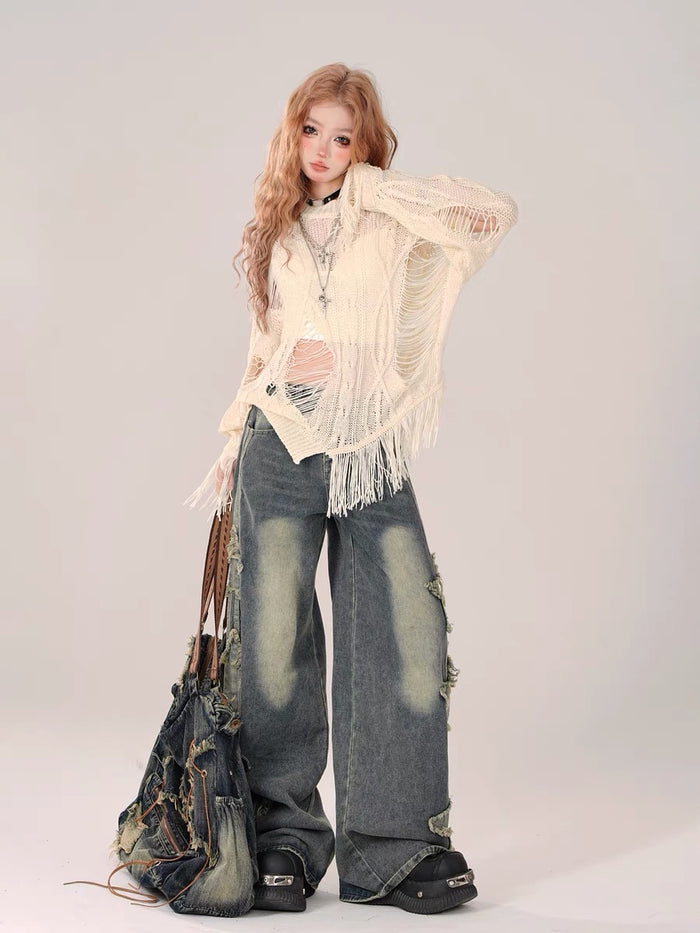 Rebellious Girl Hollow Knit Cover-Up