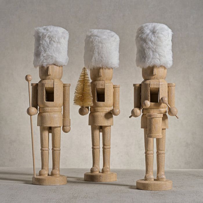 Resin Nutcrackers with White Fur Hats - Set of Three - Christmas Decor by Carlyle Avenue
