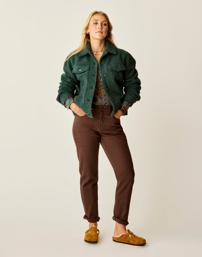 Rhea Boucle Trucker: Pine