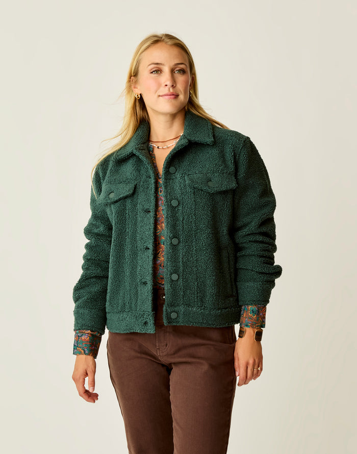 Rhea Boucle Trucker: Pine