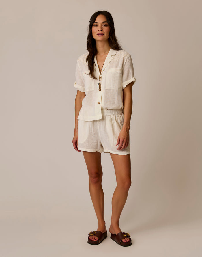 Rhett Linen Short: Cloud Chambray