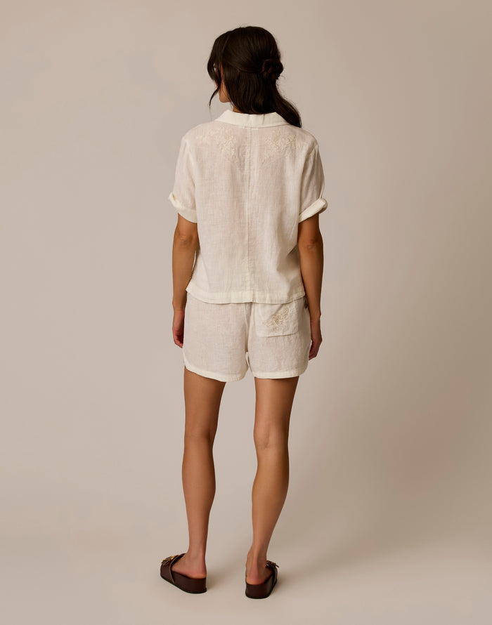 Rhett Linen Short: Cloud Chambray
