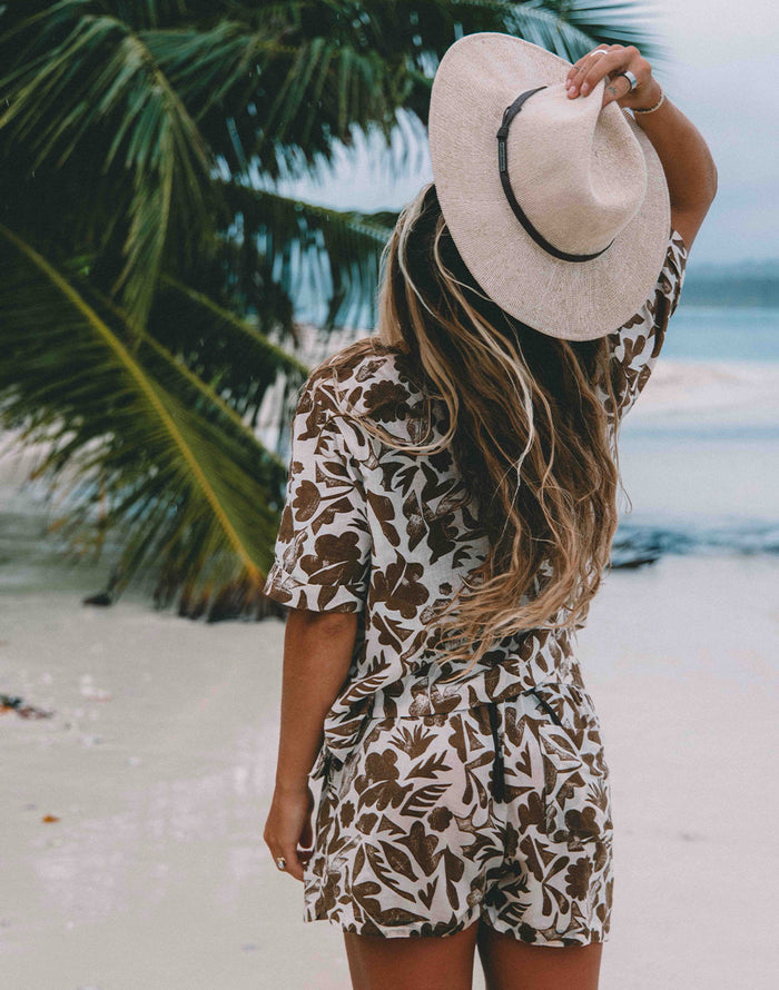Rhett Linen Short: Rum Print - FINAL SALE