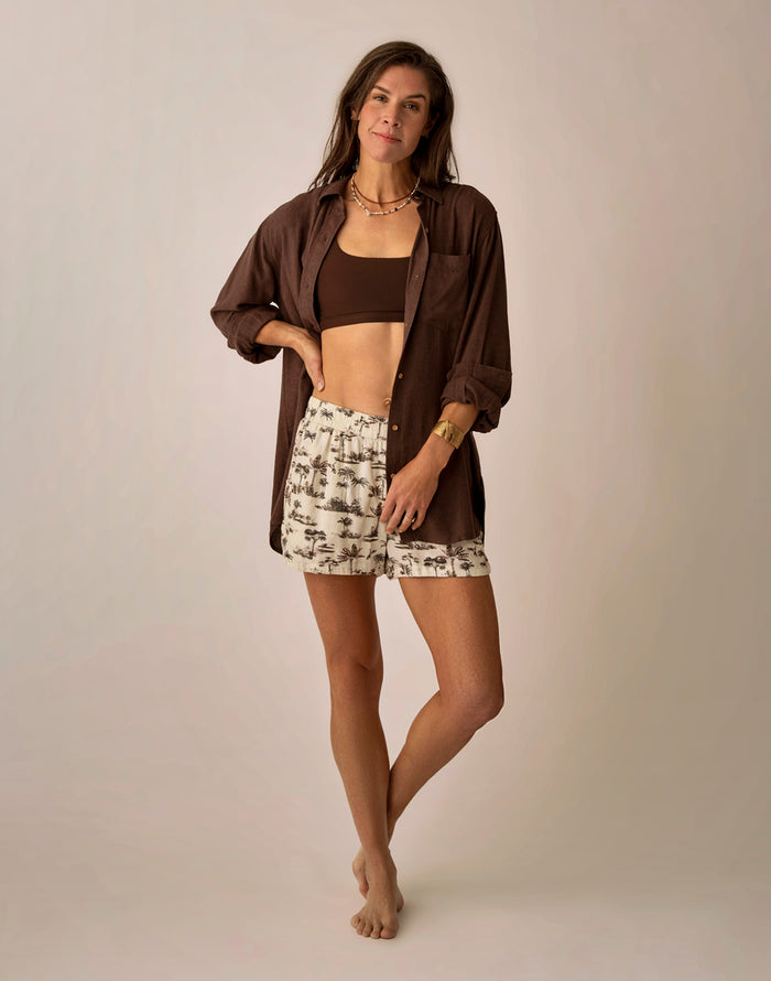 Rhett Linen Short: Toile