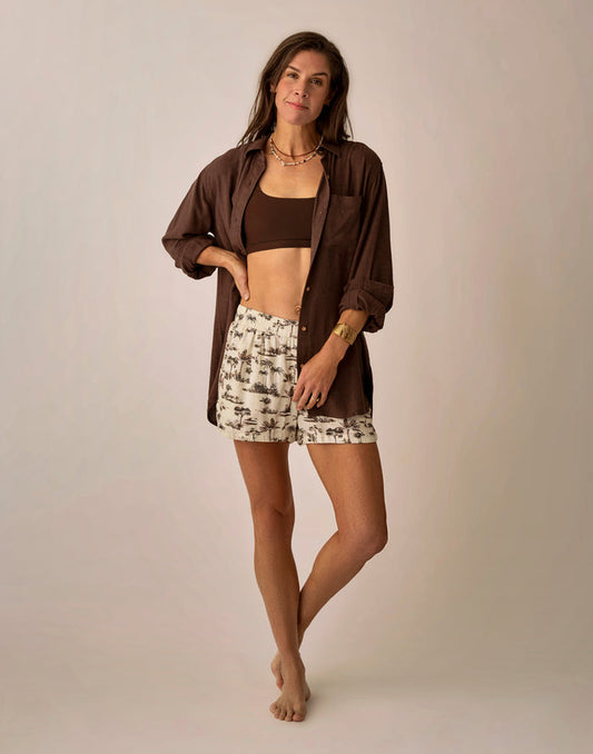 Rhett Linen Short: Toile