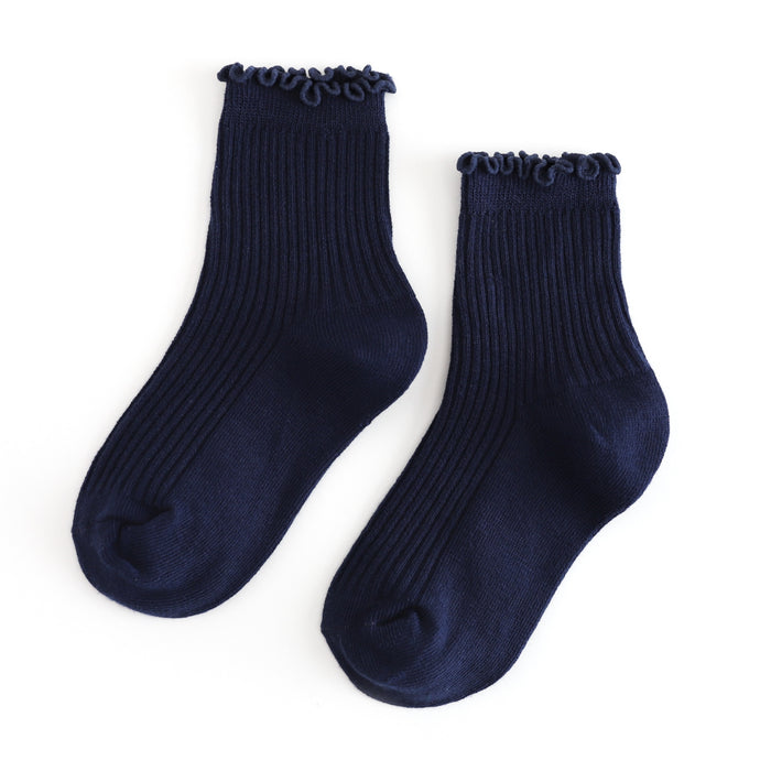ribbed lettuce trim midi socks for school uniform