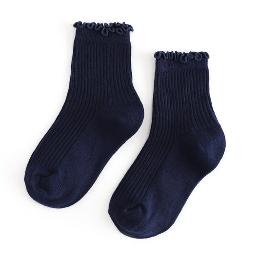 ribbed lettuce trim midi socks for school uniform