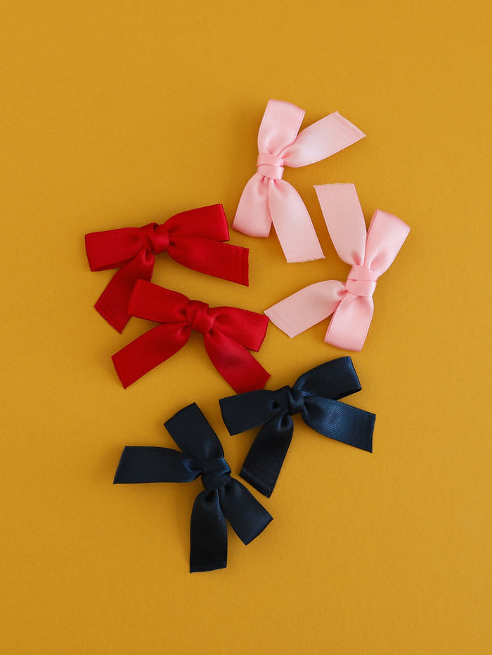 girls satin pigtail hair bows in back to school colors