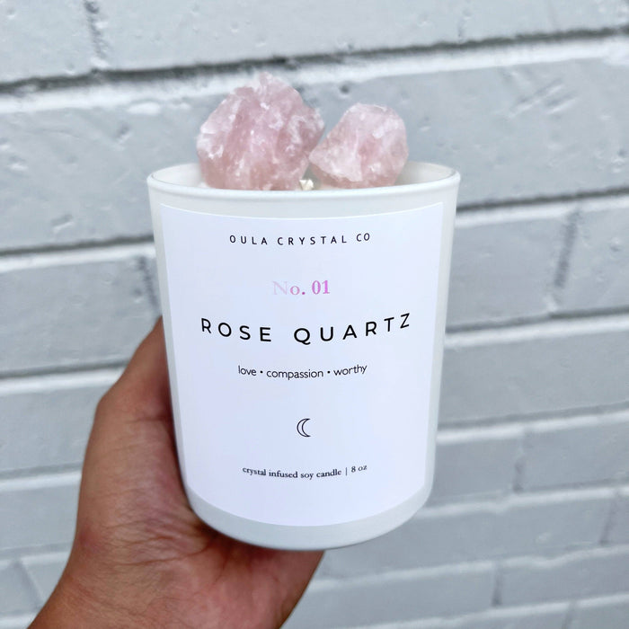 Rose Quartz Candle · Crystal Infused
