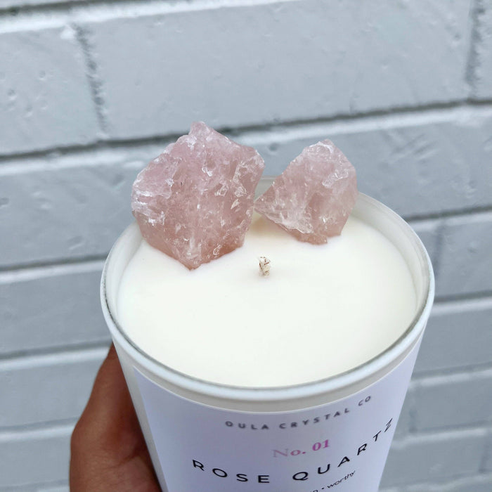 Rose Quartz Candle · Crystal Infused