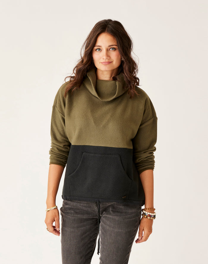 Rowayton Colorblock Cowl: Fir w. Black - FINAL SALE