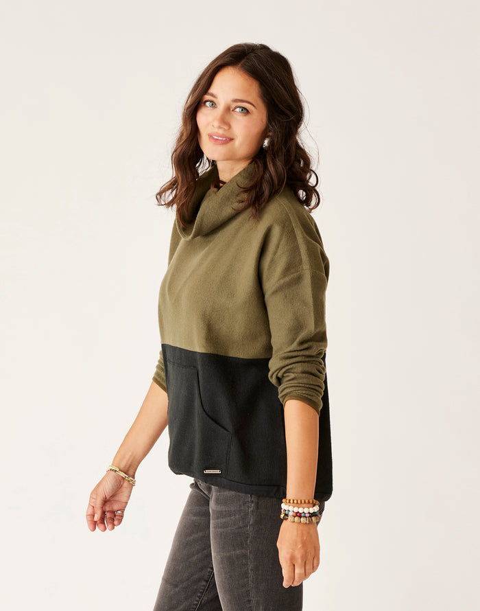 Rowayton Colorblock Cowl: Fir w. Black - FINAL SALE