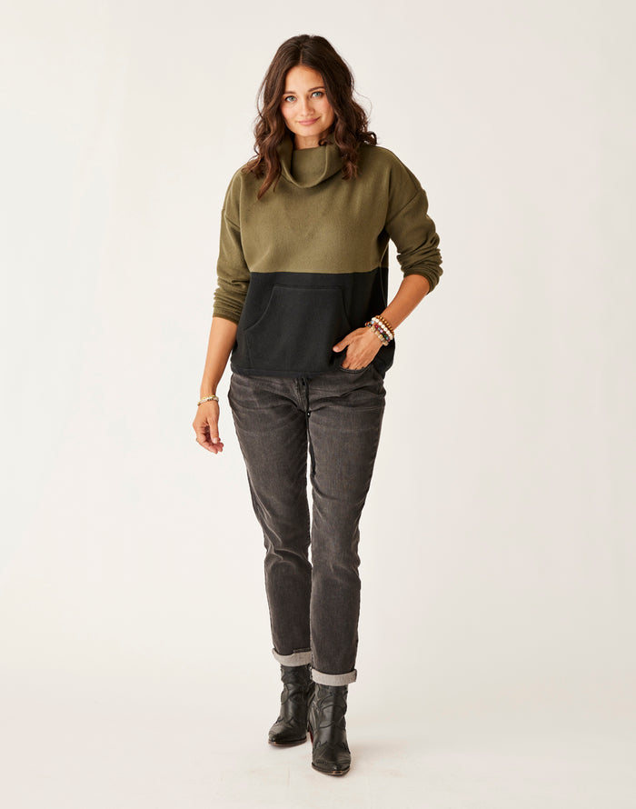 Rowayton Colorblock Cowl: Fir w. Black - FINAL SALE