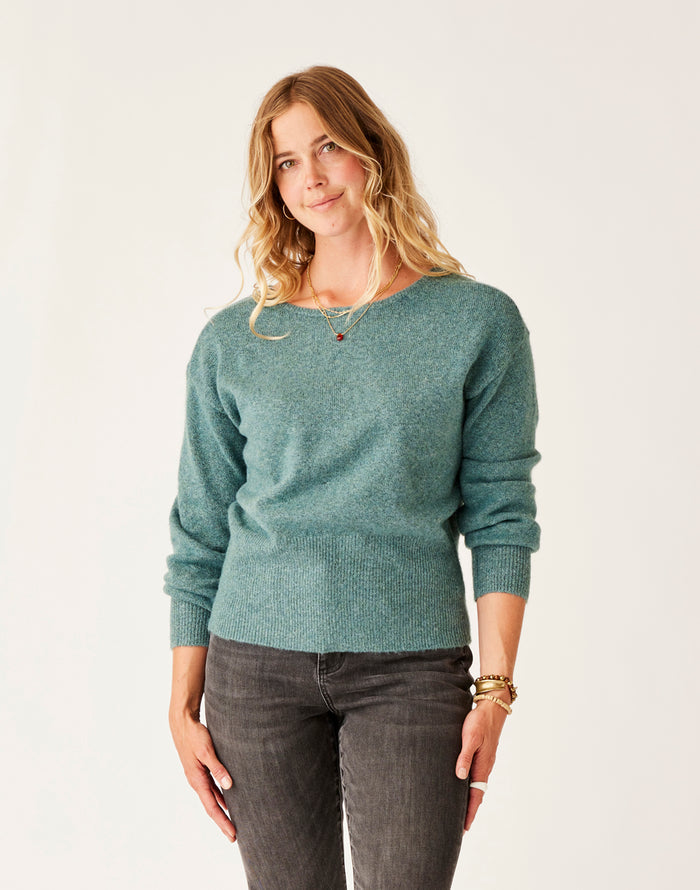 Ruth Reversible Fuzzy Sweater: Forest Heather - FINAL SALE