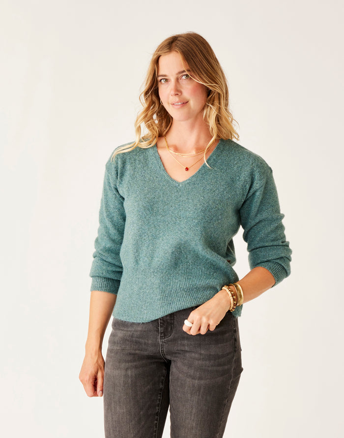 Ruth Reversible Fuzzy Sweater: Forest Heather - FINAL SALE